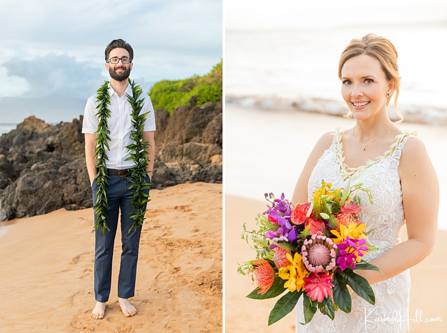 best bride and groom looks for maui beach wedding