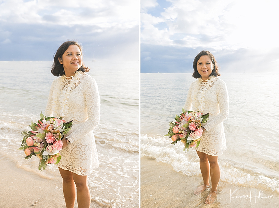 bridal looks for beach wedding in hawaii