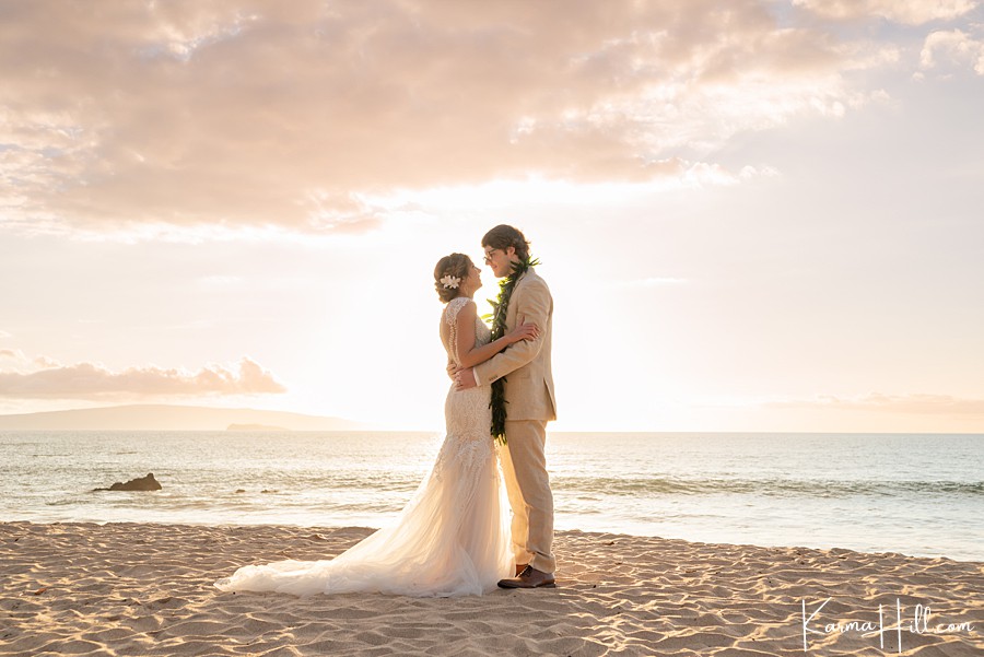 sunset maui beach wedding