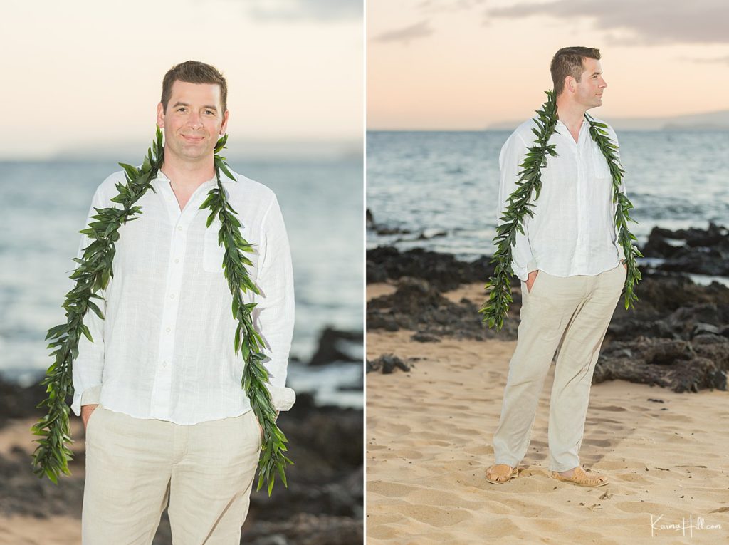 best outfit for groom in maui wedding