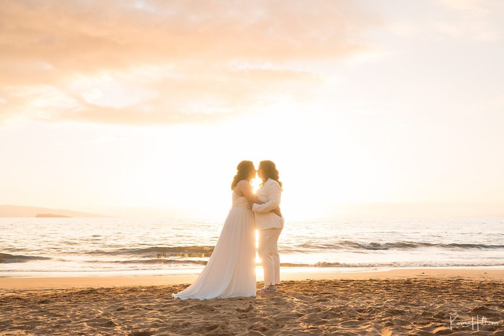 sunset Hawaii beach elopement