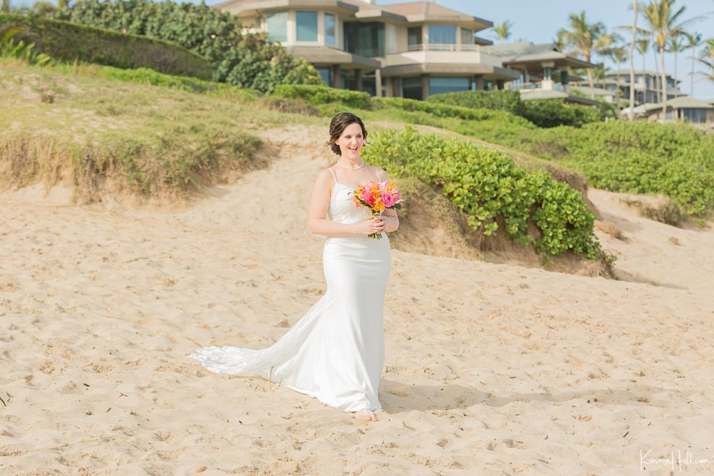 bride walking down the aisle at ironwoods beach