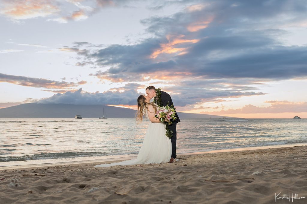 sunset Maui destination wedding photography