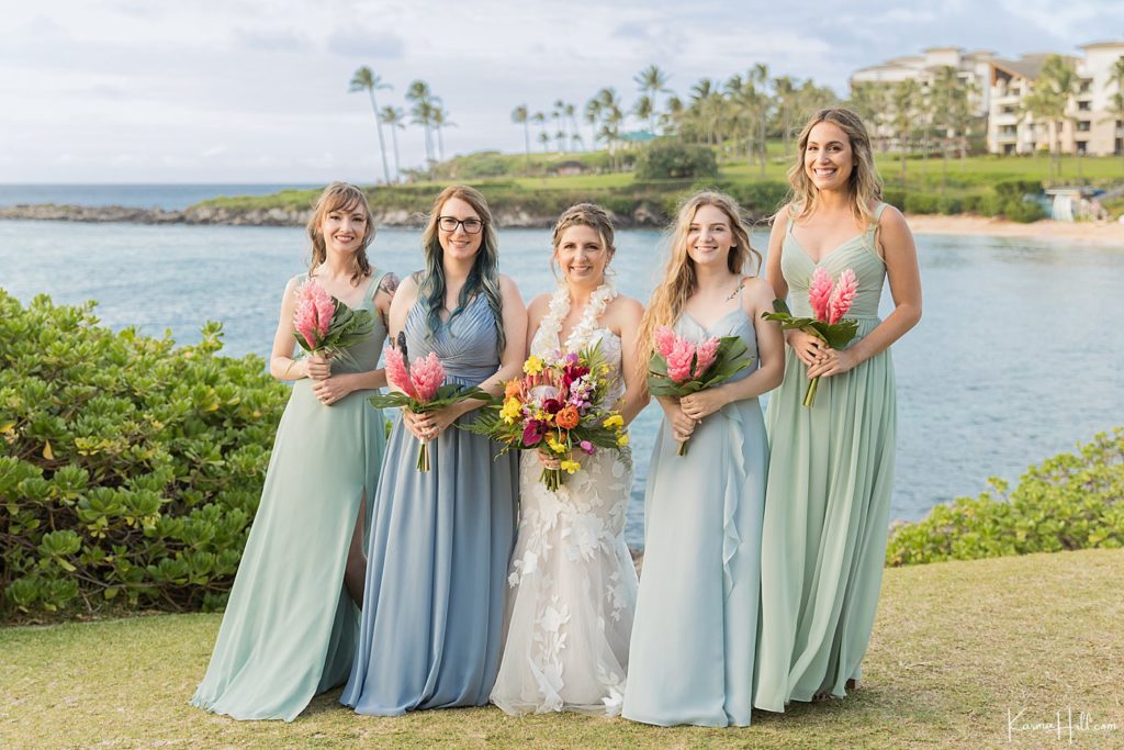 bridesmaids looks for maui wedding