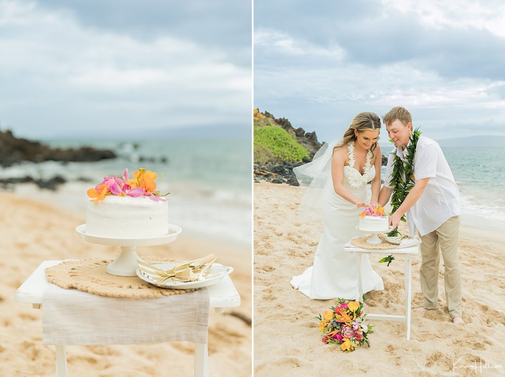 Elope in Maui with a Cake Cutting