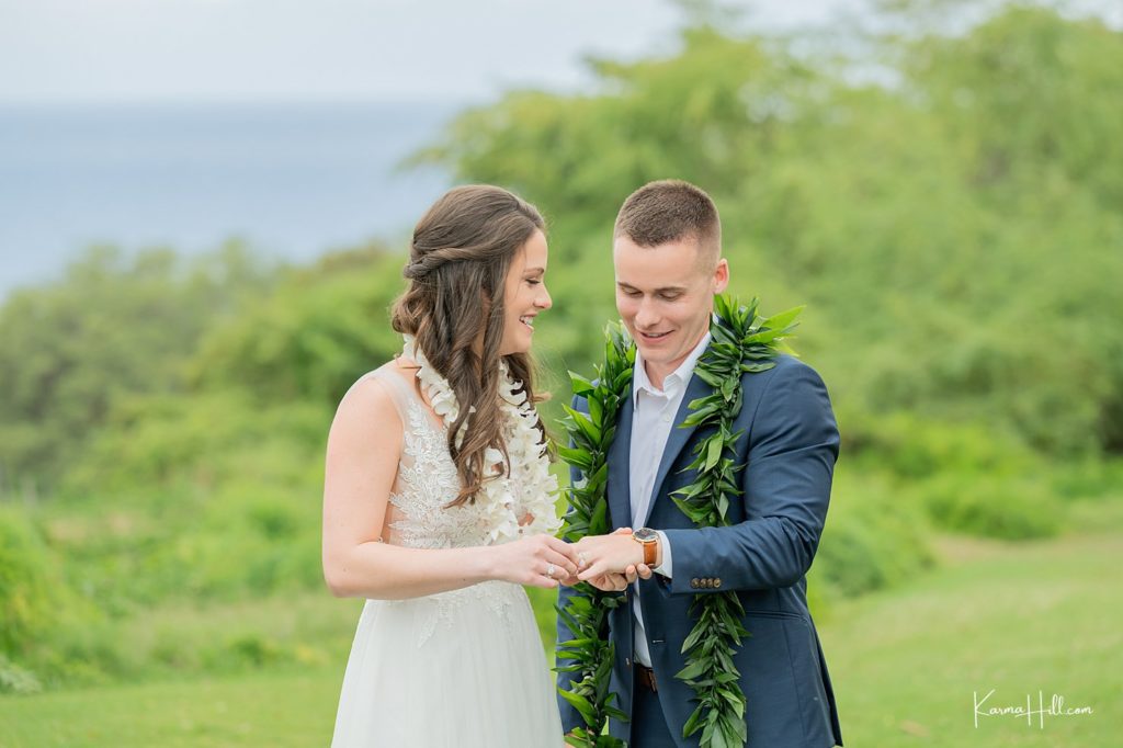 Ring Exchange at Maui Wedding