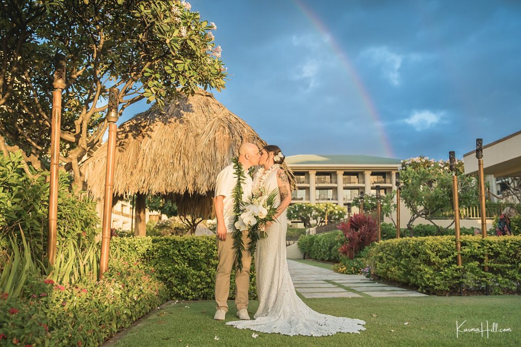 Rainbow at a Four Seasons Maui Wedding