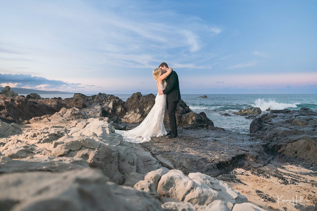 portraits at Ironwoods Beach after a wedding at the Steeple House Maui