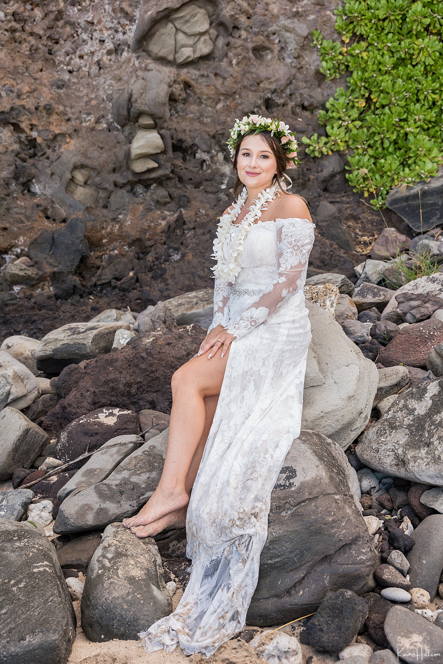Boho Bridal Style for Hawaii Beach Wedding