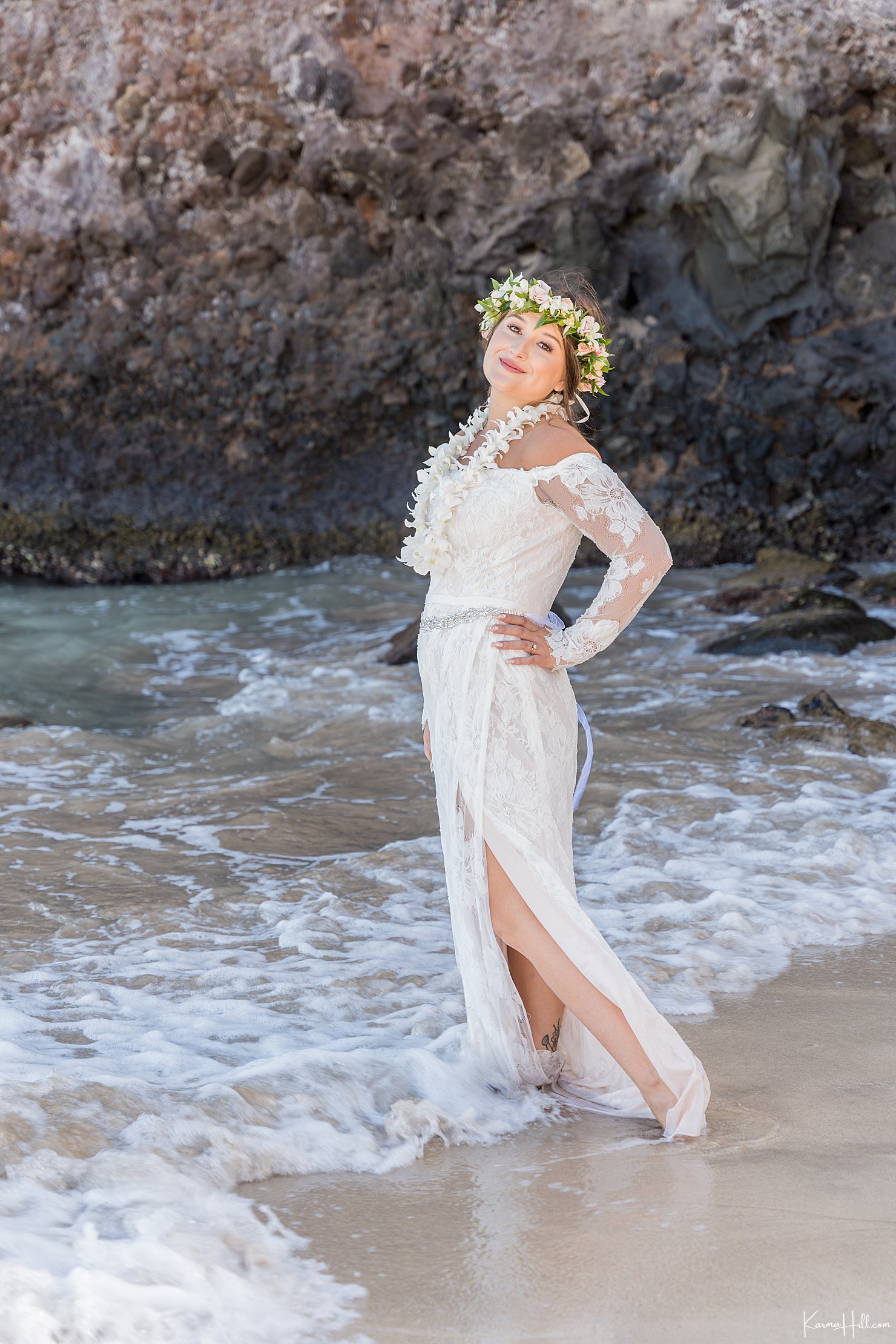Hawaii Beach Wedding Bride