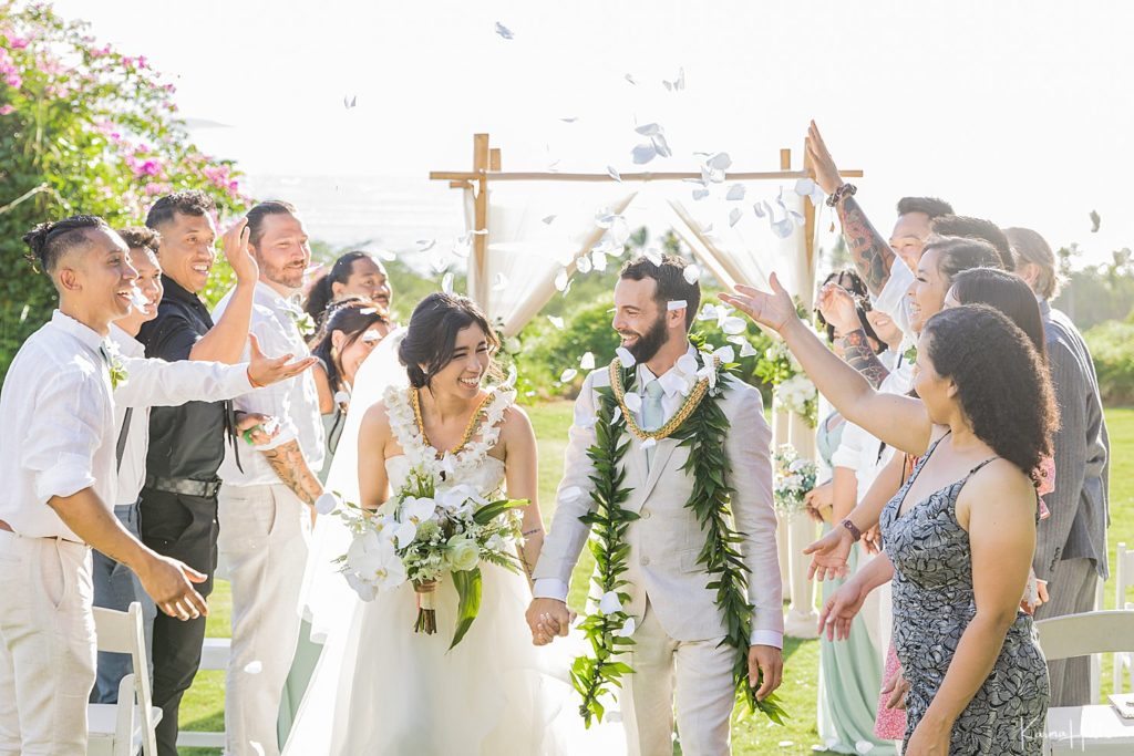 Gannons Maui Wedding with petal toss