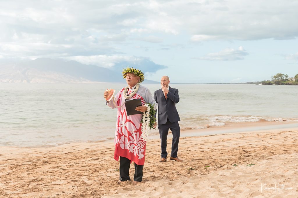First look at a beach wedding