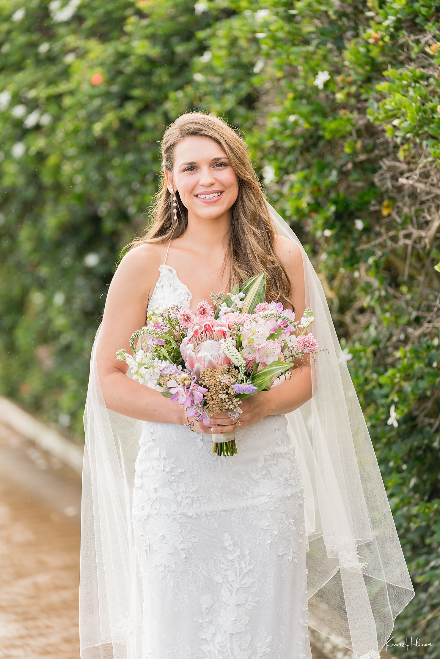 Maui beach wedding bride