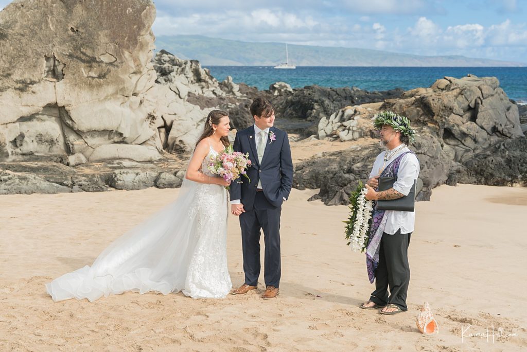Maui beach wedding at ironwoods beach