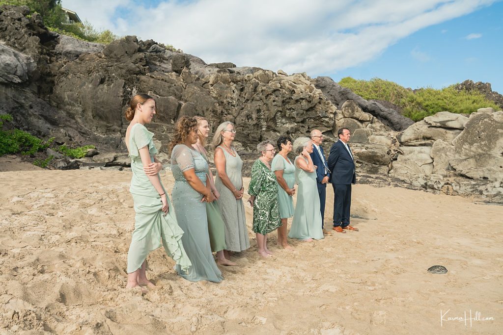 Maui beach wedding guests