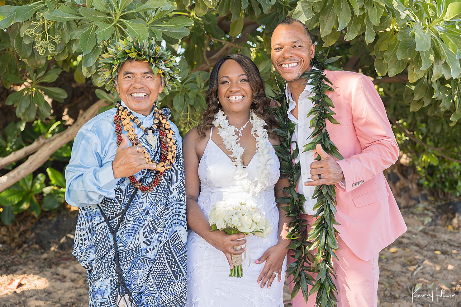 newlyweds on Maui beach 