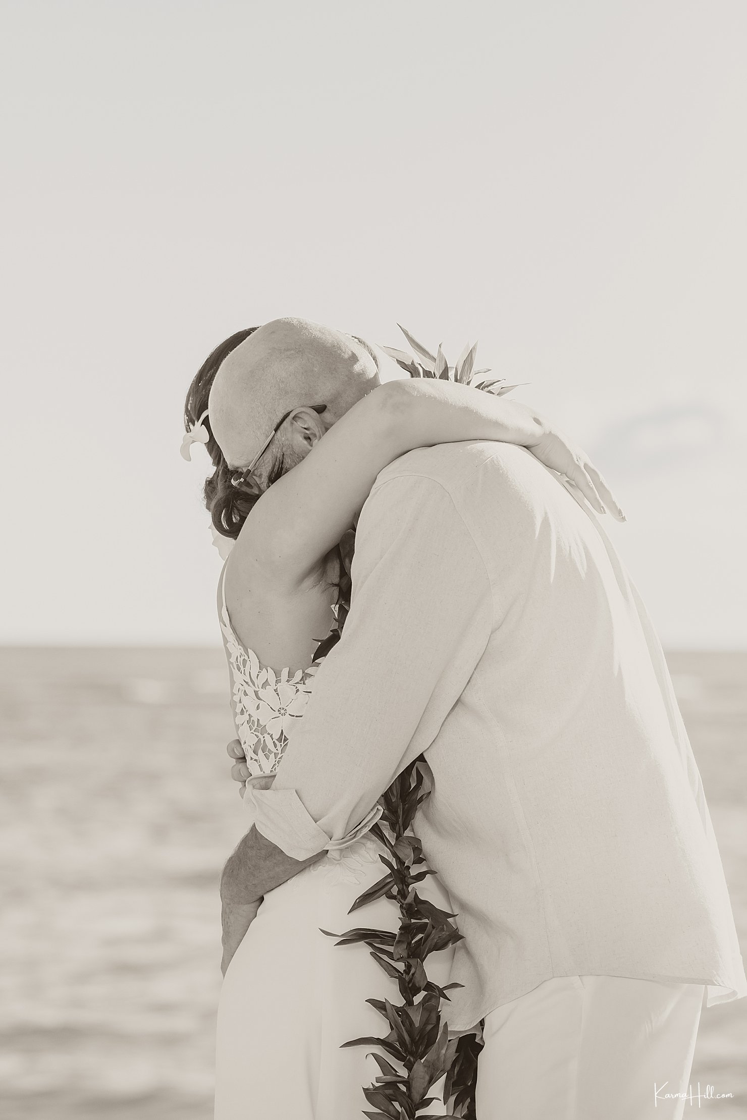 Newlyweds on Maui beach 