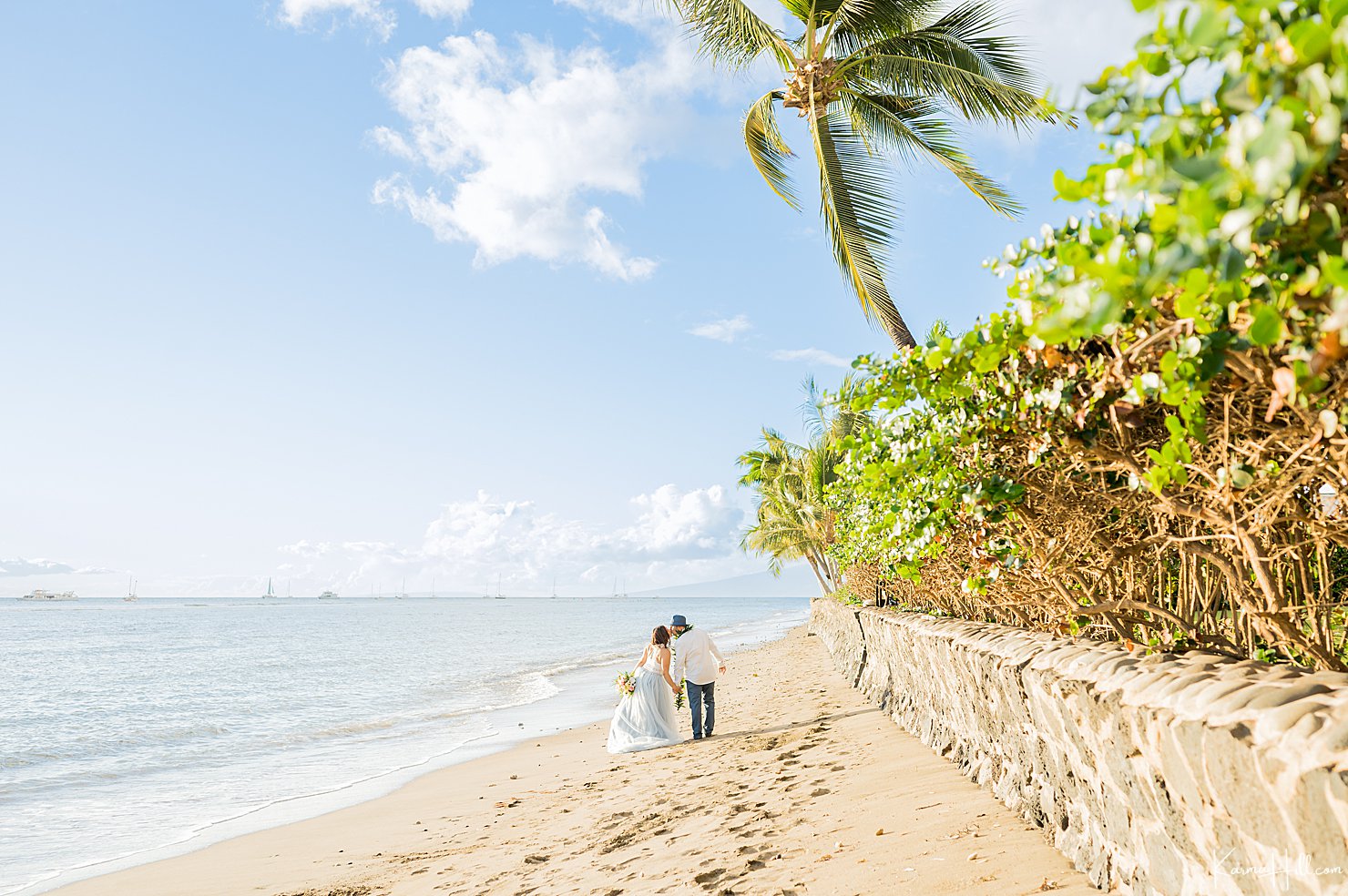 newlyweds on beach