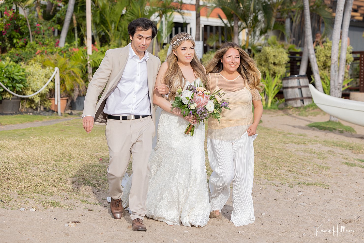 A bridal entrance on the beach in Maui