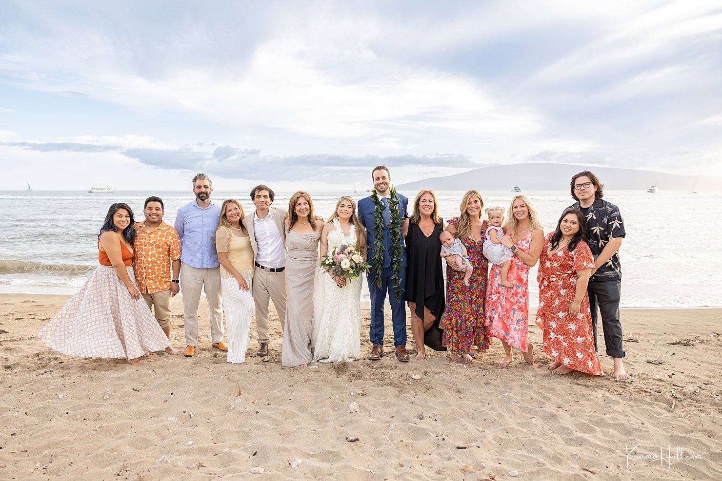 Hawaii beach wedding guests