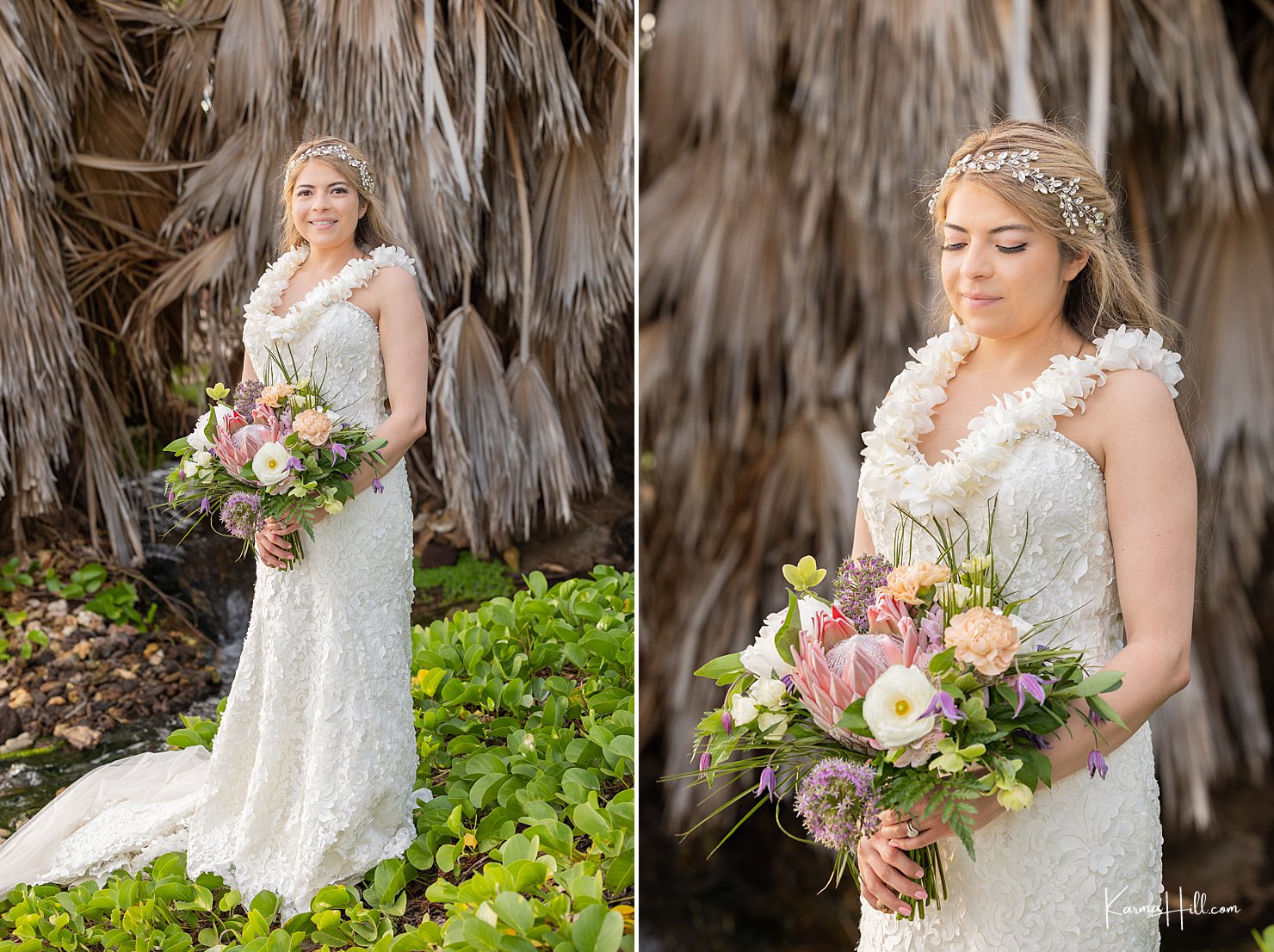 Simple Maui Wedding Bride with her bouquet