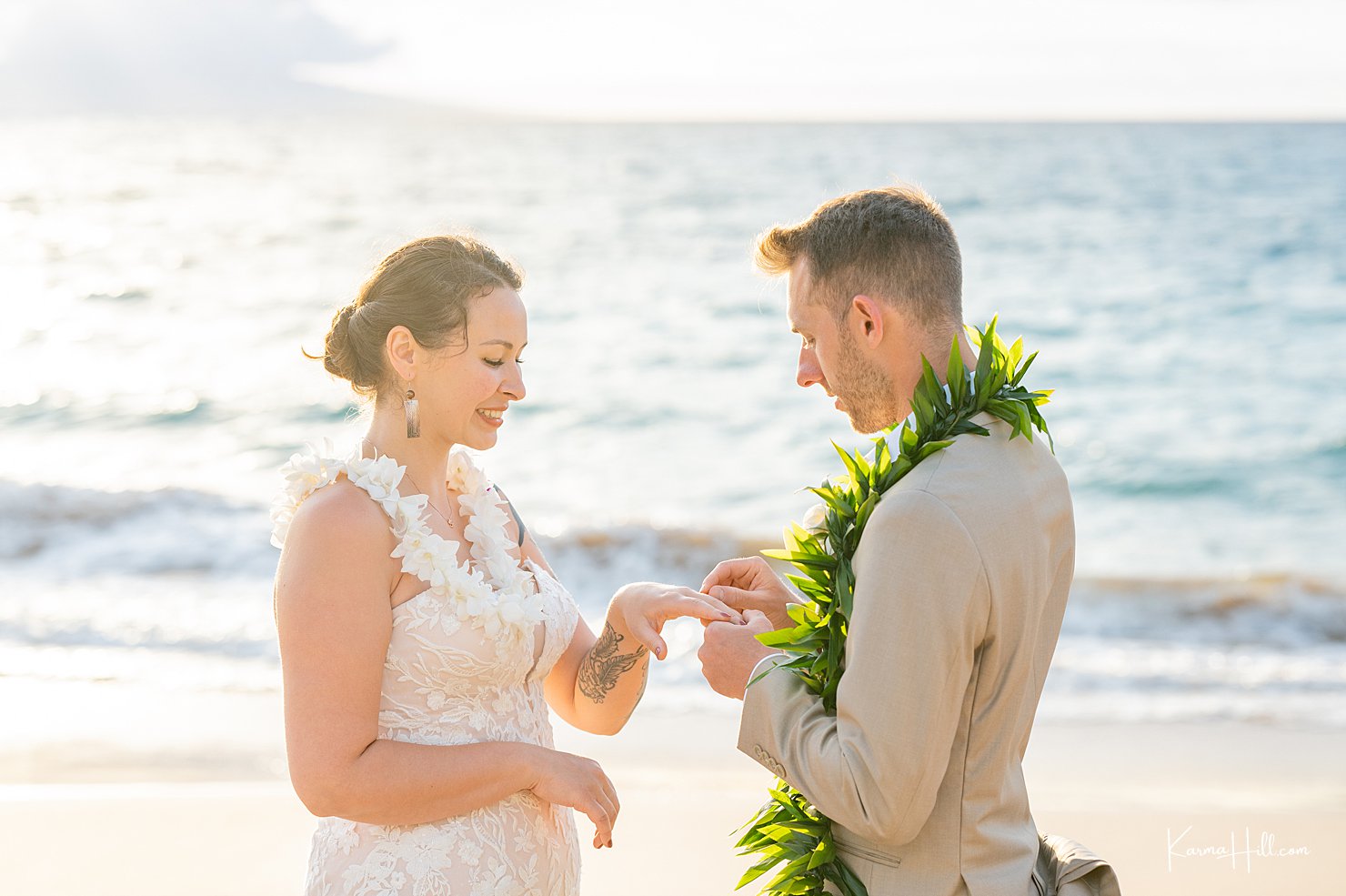 Ring Exchange at a Maui Destination Wedding