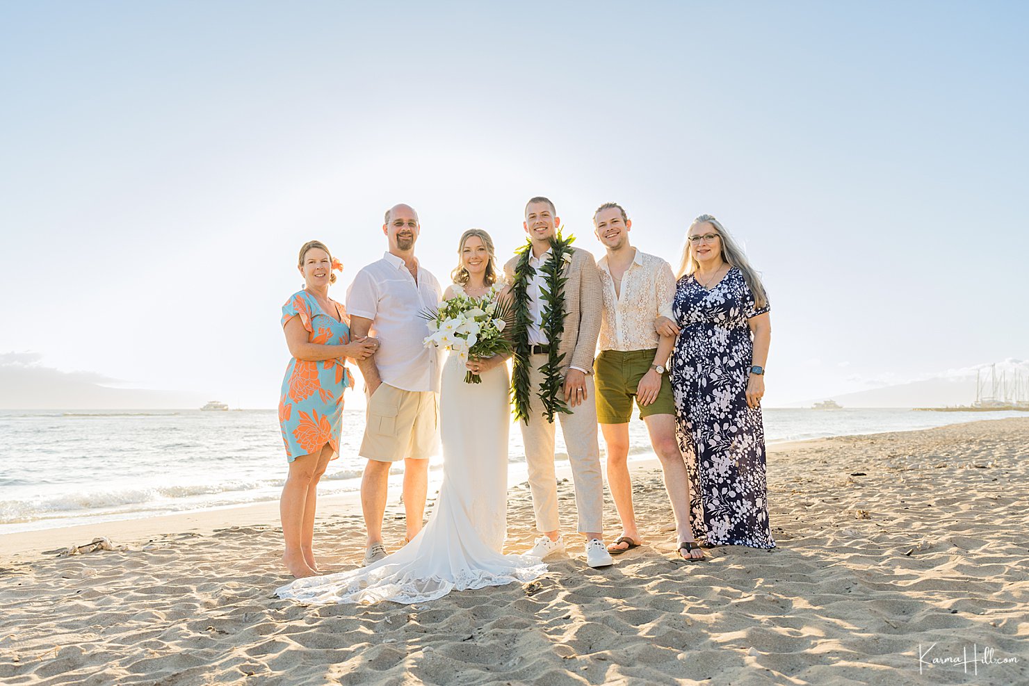 Guests at a Maui beach wedding