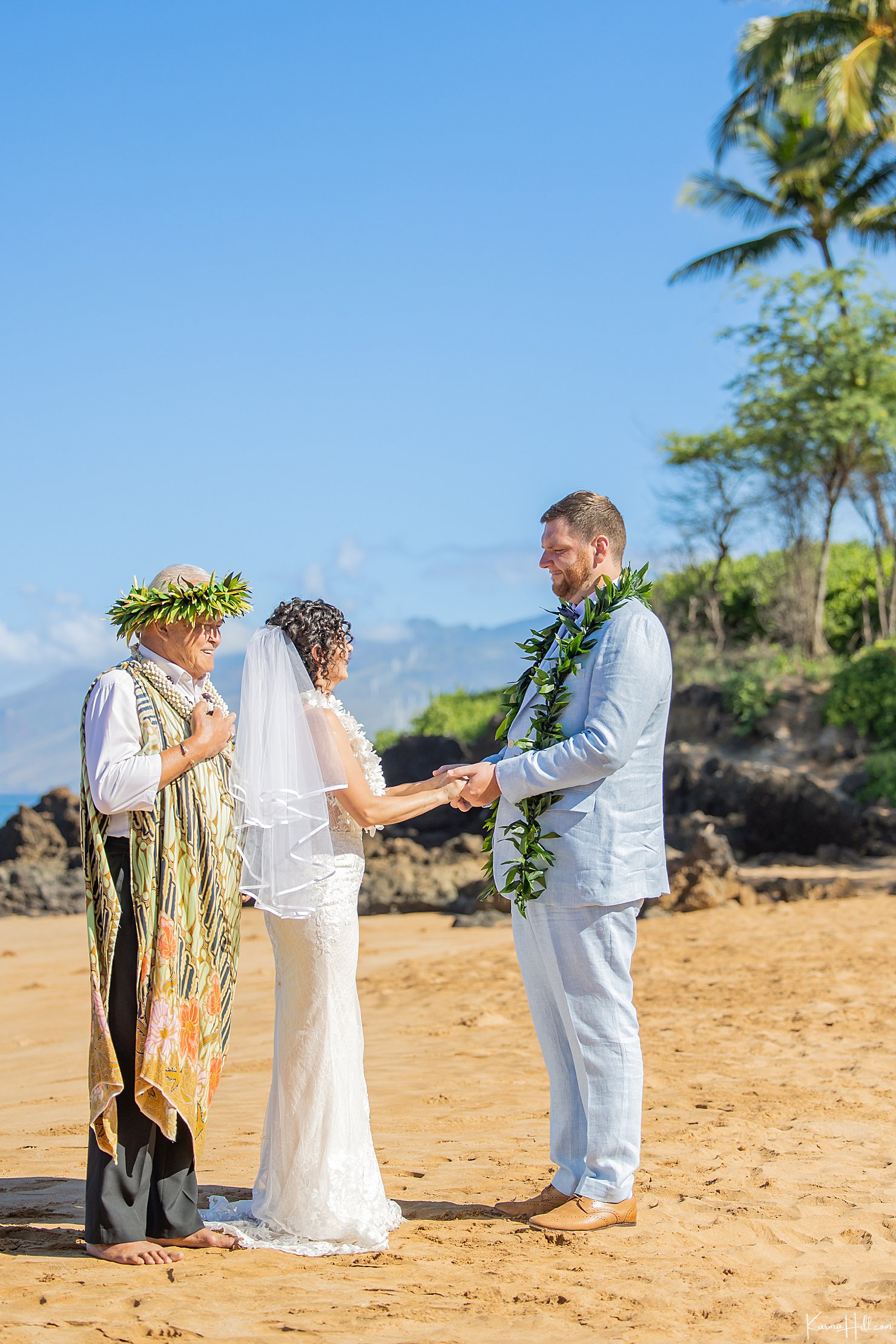 Beach Wedding in Maui at Poolenalena