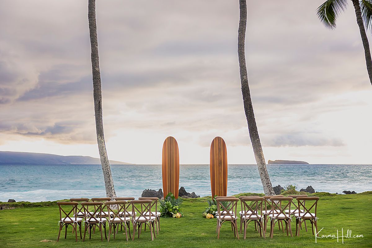 The Beach House - Molokini in the background - Maui Wedding Venue