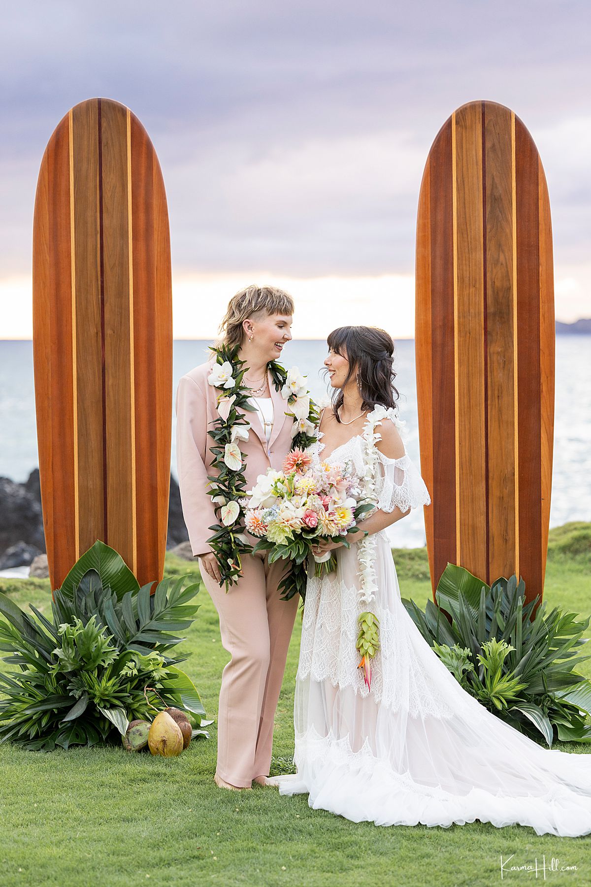 Surf board wedding set up 