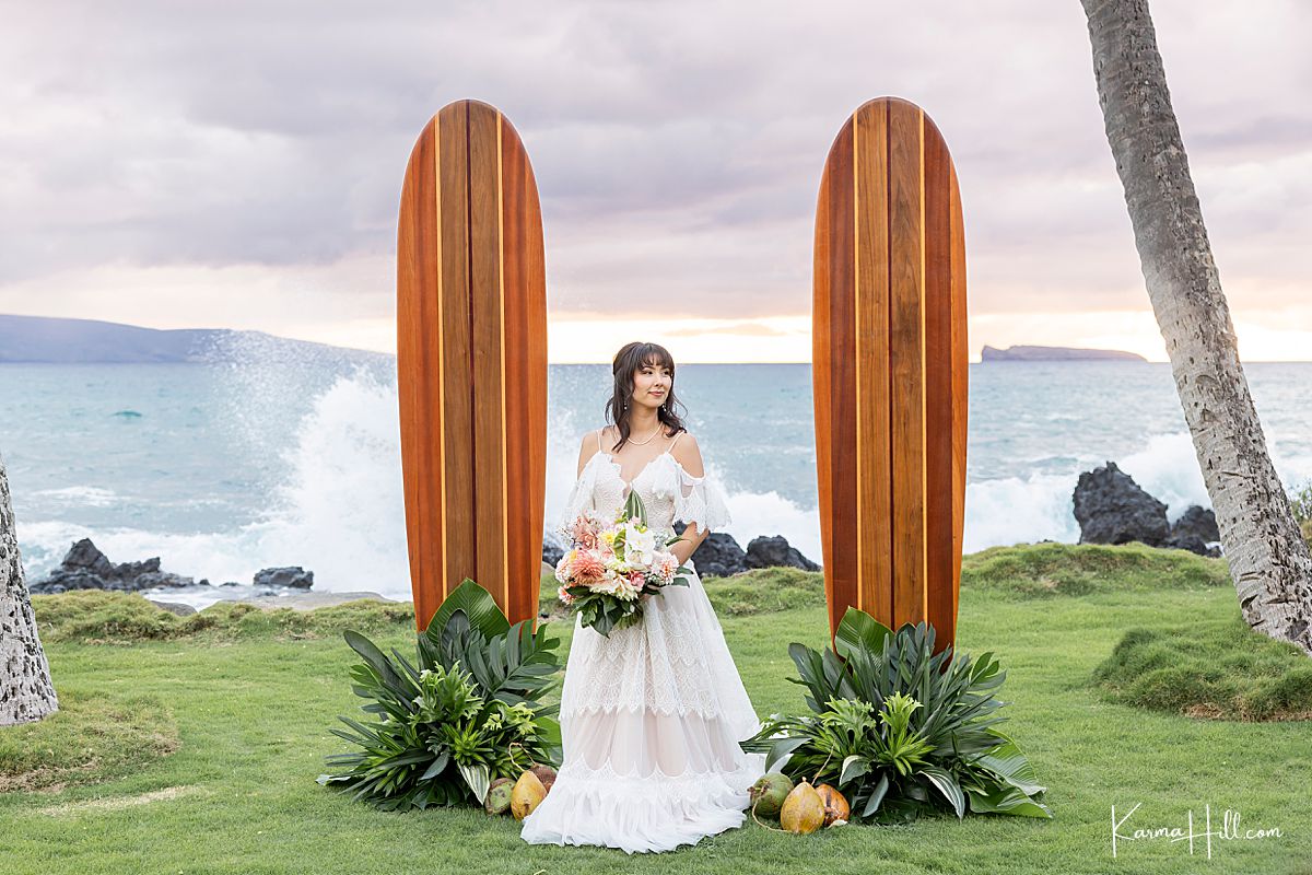 maui wedding arch - surf boards