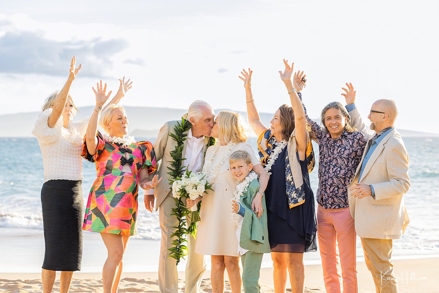 Family of Vow renewal couple celebrating 